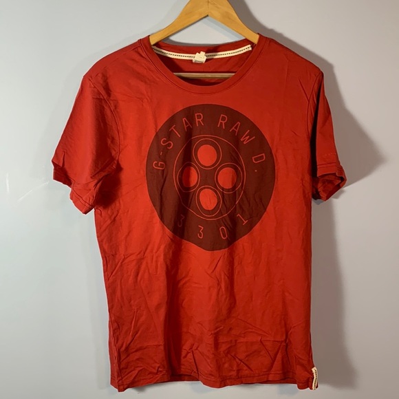 G STAR RAW red tshirt size large originals D 301 four barrel short sleeves - Picture 1 of 8